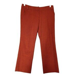 TORY BURCH RUSTY ORANGE TEXTURED STRAIGHT LEG TROUSERS - 8